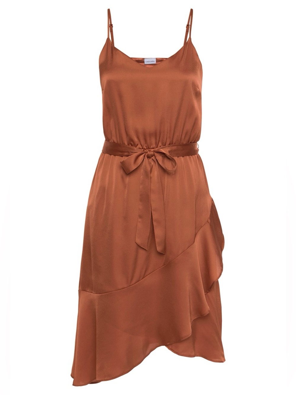 Lascana Satin Midi Dress Tie-Waist Spaghetti-Strap Slip Wrap 10 NWT - Picture 2 of 15